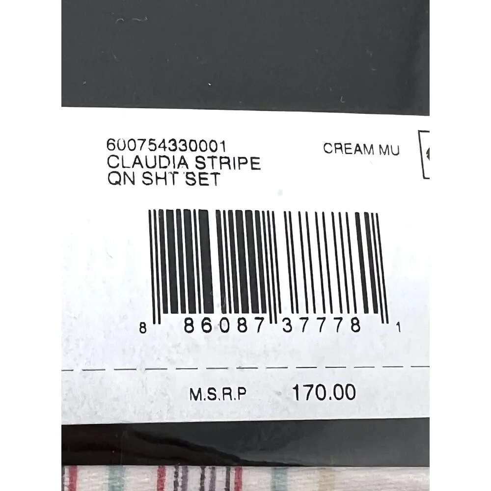 Ralph Lauren Claudia Stripe Queen Sheet Set Cream Multi NIP 4 pcs NWT